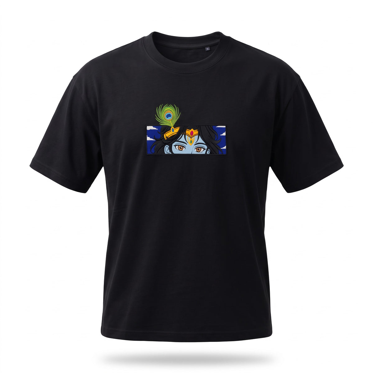 Krishna Divine Eyes Embroidered Oversized T-Shirt