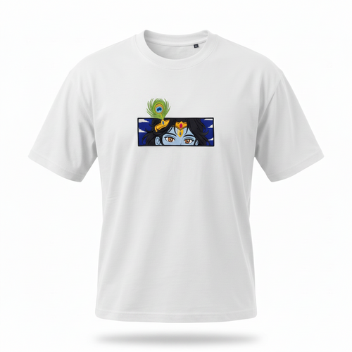 Krishna Divine Eyes Embroidered Oversized T-Shirt