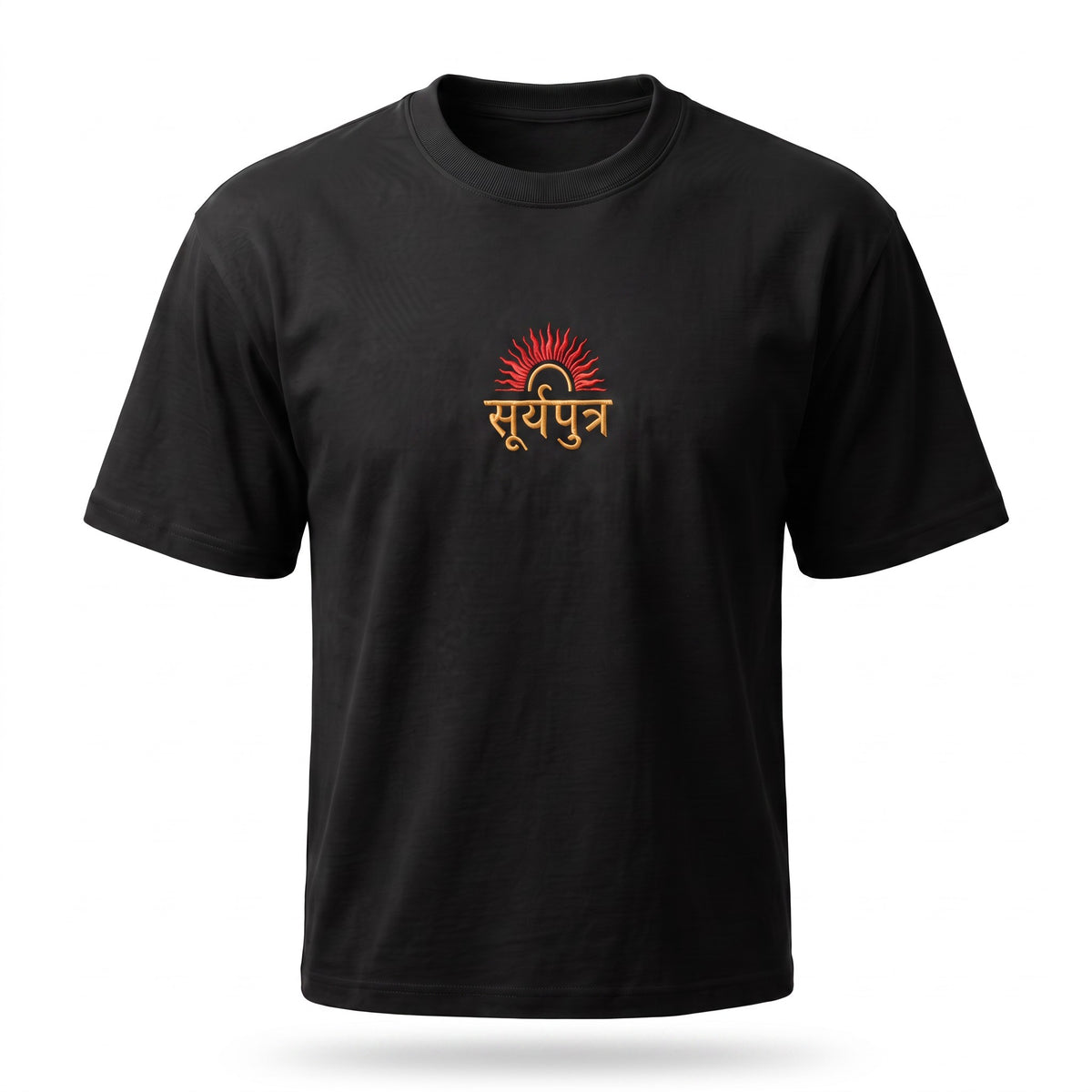 Suryaputra (Son of the Sun) Gold & Red Embroidered Oversized T-Shirt