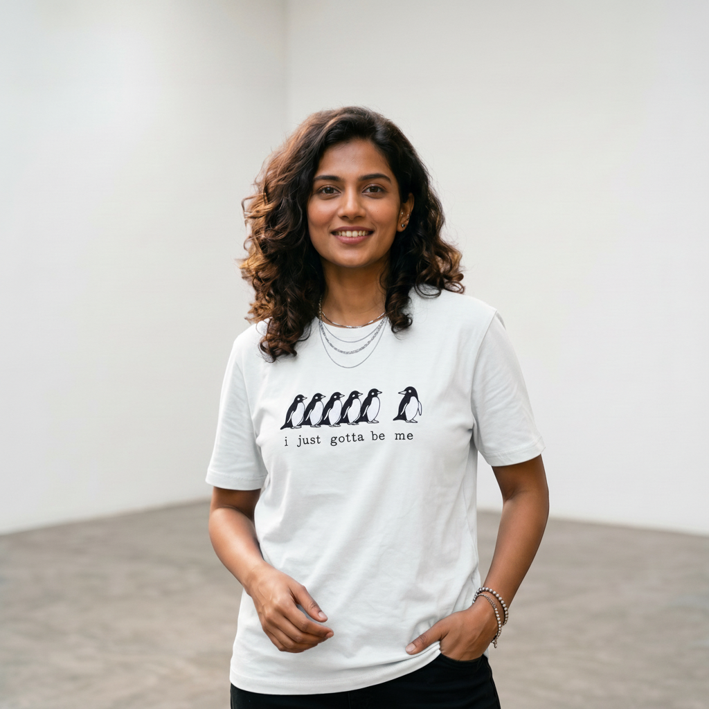Be Yourself Penguin Embroidered T-Shirt