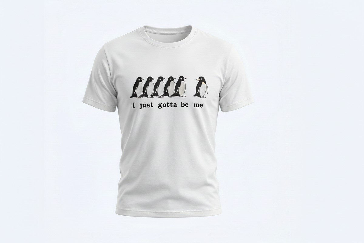 Be Yourself Penguin Embroidered T-Shirt