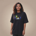 Krishna Divine Eyes Embroidered Oversized T-Shirt